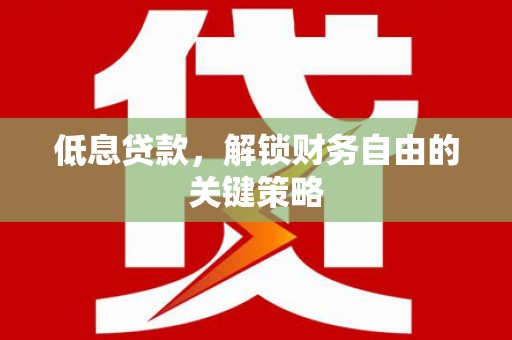 绥德低息贷款，解锁财务自由的关键策略